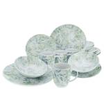 Service Home Tropical Porcelaine - Blanc / Vert - 16 éléments