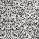 Papier peint White Damask PVC - Blanc / Noir - Hauteur : 90 cm