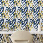 Papier peint Mustard PVC - Bleu / Jaune - Hauteur : 180 cm