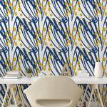 Papier peint Mustard PVC - Bleu / Jaune - Hauteur : 250 cm