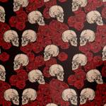 Behang Skulls and Roses PVC- zwart/rood - Hoogte: 90 cm