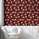 Behang Skulls and Roses PVC- zwart/rood - Hoogte: 90 cm