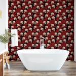 Behang Skulls and Roses PVC- zwart/rood - Hoogte: 90 cm