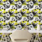 Papier peint Flower PVC - Jaune / Gris - Hauteur : 250 cm