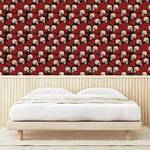 Papier peint Skulls and Roses PVC - Noir / Rouge - Hauteur : 250 cm