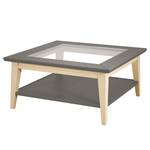 Salontafel Casares type A massief acaciahout/transparant glas - Grijs / Pijnboomhout creme - 110 x 70 cm