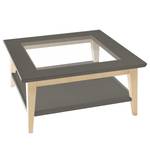 Salontafel Casares type A massief acaciahout/transparant glas - Grijs / Pijnboomhout creme - 110 x 70 cm