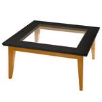 Table basse Casares verre - Type A Pin massif / Verre transparent - Noir/Pin marron - 110 x 70 cm