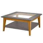 Salontafel Casares type A massief acaciahout/transparant glas - Grijs / Pijnboomhout bruin - 110 x 70 cm