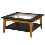 Salontafel Casares type A massief acaciahout/transparant glas - Zwart / Pijnboomhout bruin - 110 x 70 cm