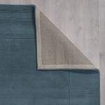 Wollen vloerkleed Textured Border wol - blauw - 160 x 230 cm