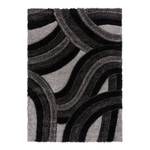 Hoogpolig vloerkleed Velvet Carved gerecycled polyester - Zwart/grijs - 80 x 150 cm