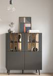 Beleuchtetes Highboard ERNO Schwarz / Eiche Artisan Dekor