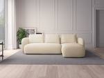 Ecksofa YVA mit Longchair Webstoff Saia: Beige - Longchair davorstehend rechts