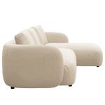 Ecksofa YVA mit Longchair Webstoff Saia: Beige - Longchair davorstehend rechts