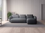 Ecksofa YVA mit Longchair Webstoff Saia: Steingrau - Longchair davorstehend rechts