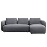 Ecksofa YVA mit Longchair Webstoff Saia: Steingrau - Longchair davorstehend rechts