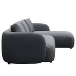 Ecksofa YVA mit Longchair Webstoff Saia: Steingrau - Longchair davorstehend rechts