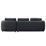 Ecksofa YVA mit Longchair Webstoff Saia: Steingrau - Longchair davorstehend rechts