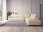 Ecksofa YVA mit Ottomane Webstoff Saia: Beige - Ottomane davorstehend rechts