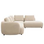 Ecksofa YVA mit Ottomane Webstoff Saia: Beige - Ottomane davorstehend rechts