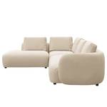 Ecksofa YVA mit Ottomane Webstoff Saia: Beige - Longchair davorstehend links