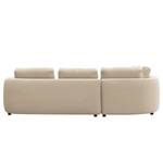 Ecksofa YVA mit Ottomane Webstoff Saia: Beige - Longchair davorstehend links