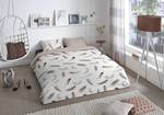 Parure en flanelle de coton Feathers Coton - Marron clair - 140 x 200 cm + coussin 90 x 70 cm