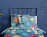 Parure en flanelle de coton Spaceworld Coton - Bleu - 140 x 200/220 cm + oreiller 70 x 60 cm