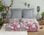 Parure en flanelle de coton Inaya Coton - Gris / Rose vif - 140 x 200 cm + coussin 90 x 70 cm