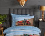 Bevertien beddengoed Tractor katoen - blauw - 140x200/220cm + kussen 70x60cm