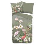 Parure de lit en coton renforcé Lesli Coton - Vert olive - 135 x 200 cm + oreiller 80 x 80 cm