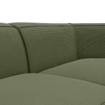 Canapé d’angle ALON avec méridienne Velours côtelé Snor: Vert - Méridienne courte à droite (vue de face)