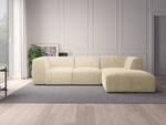 Hoekbank ALON met chaise longue Corduroy Snor: Beige - Longchair vooraanzicht rechts