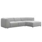 Ecksofa ALON mit Longchair Cordstoff Snor: Grau - Longchair davorstehend rechts