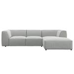 Ecksofa ALON mit Longchair Cordstoff Snor: Grau - Longchair davorstehend rechts