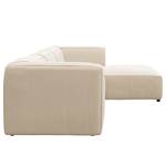 Ecksofa ALON mit Longchair Webstoff Saia: Beige - Longchair davorstehend rechts