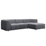 Ecksofa ALON mit Longchair Webstoff Saia: Steingrau - Longchair davorstehend rechts