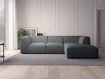 Ecksofa ALON mit Longchair Webstoff Saia: Steingrau - Longchair davorstehend rechts