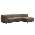 Ecksofa ALON mit Longchair Webstoff Belana: Taupe - Longchair davorstehend rechts