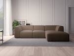 Ecksofa ALON mit Longchair Webstoff Belana: Taupe - Longchair davorstehend rechts