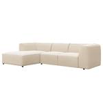 Hoekbank ALON met chaise longue Geweven stof Saia: Beige - Longchair vooraanzicht links