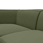 Canapé d’angle ALON avec méridienne Velours côtelé Snor: Vert - Méridienne courte à gauche (vue de face)