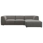 Ecksofa ALON mit Longchair Webstoff Belana: Grau - Longchair davorstehend rechts