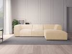 Ecksofa ALON mit Longchair Bouclé Stoff Bony: Beige - Longchair davorstehend rechts