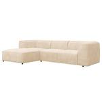 Hoekbank ALON met chaise longue Bouclé Stof Bony: Beige - Longchair vooraanzicht links