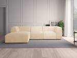 Hoekbank ALON met chaise longue Bouclé Stof Bony: Beige - Longchair vooraanzicht links