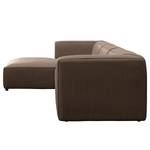 Hoekbank ALON met chaise longue Geweven stof Belana: Taupe - Longchair vooraanzicht links