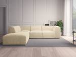 Ecksofa ALON mit Ottomane Cordstoff Snor: Beige - Ottomane davorstehend links