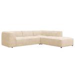 Ecksofa ALON mit Ottomane Bouclé Stoff Bony: Beige - Ottomane davorstehend rechts